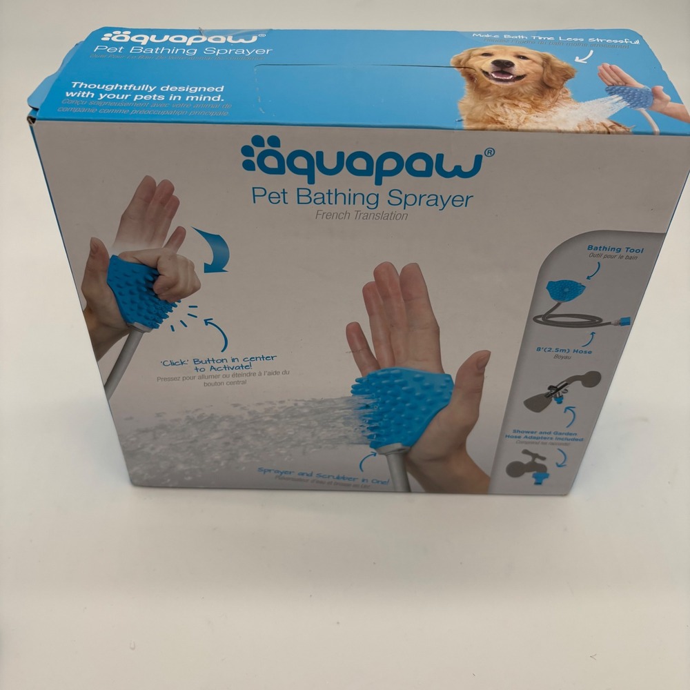 NIB Aquapaw Pet Bathing Sprayer Grooming‎ Tool Dog Cat Shower Scrubber New